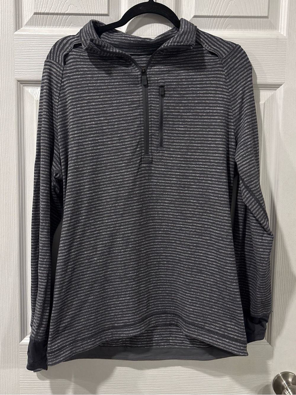 Lululemon Men's Gray Striped Quarter-Zip Sweater Size Medium